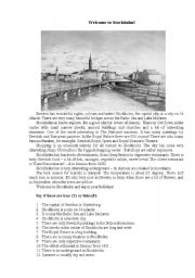 English Worksheet: Welcome to Stockholm!