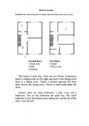 English Worksheet: Find the rooms