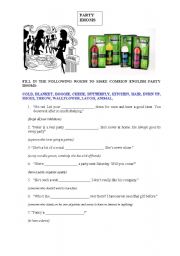 English Worksheet: PARTY IDIOMS WORKSHEET