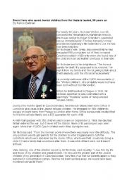 English Worksheet: Reading an article: A very noble man!