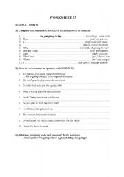 English Worksheet: to be going to