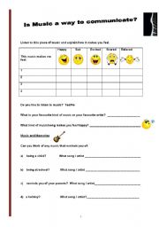 English Worksheet: How Does the Music Make you Feel?