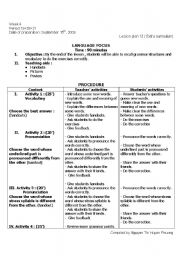 English Worksheet: grammar lesson plan