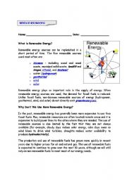 English Worksheet: reading renewable energy