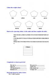 English worksheet: colours