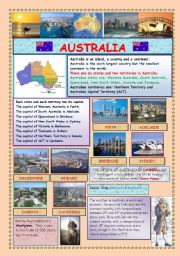 English Worksheet: AUSTRALIA (2 PAGES)