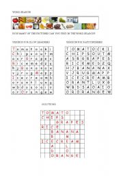 English Worksheet: Food Wordsearch