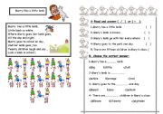 English Worksheet: Marry Has A little Lamb