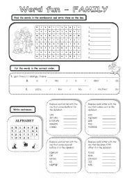 English Worksheet: Word fun - FAMILY   (key included)
