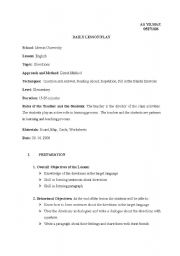 English Worksheet: lessonns plan