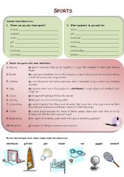 English Worksheet: Sports