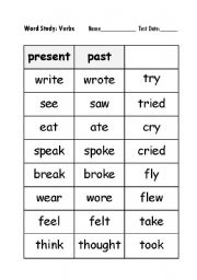 English Worksheet: Verbs Past Present
