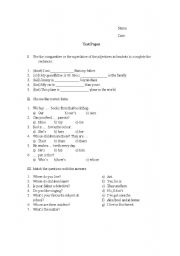 English Worksheet: test paper