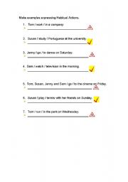 English worksheet: Habitual actions