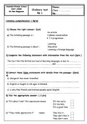 English worksheet: test 