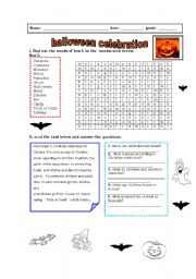 English Worksheet: halloween celebration
