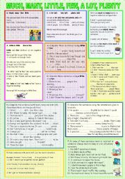 English Worksheet: MUCH, MANY, LITTLE, FEW, A LOT, PLENTY