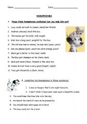 English Worksheet: HOMOPHONES - ANIMALS