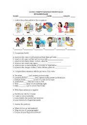 English Worksheet: professions and past tense