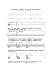 English worksheet: Singular, Plural and Possessives