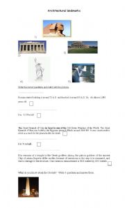 English Worksheet: Landmarks