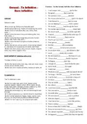 English Worksheet: INFINITIVE VS GERUNDS