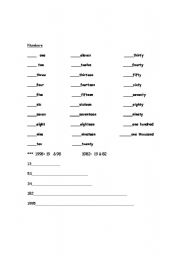 English worksheet: numbers