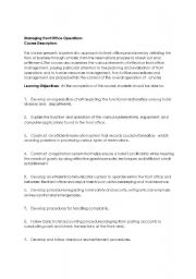 English Worksheet: Managing Front Office