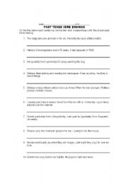 English Worksheet: Past Tense Verb Conjugations