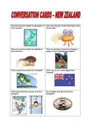 English Worksheet: New Zealand - conversation cards