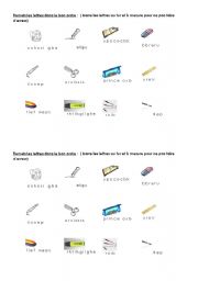 English Worksheet: classroom objects 