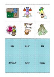 BINGO ADJECTIVES student cards 2/7