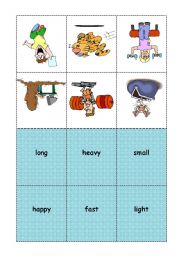 English Worksheet: BINGO ADJECTIVES student cards 4/7