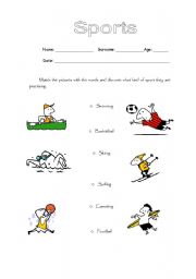 English worksheet: Sports