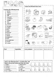 English Worksheet: Food