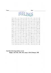 English worksheet: feeling wordsearch