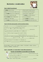 English Worksheet: Had better - would rather 