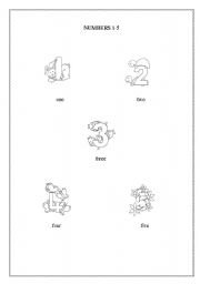 English worksheet: funny numbers 1-5