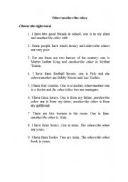 English Worksheet: Other/another/the other