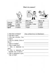 English Worksheet: What is in common?
