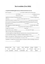 English worksheet: The Incredibles