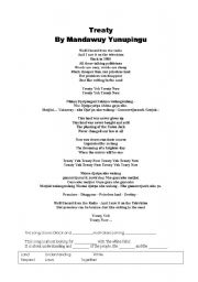 English Worksheet: Treaty - Yothu Yindi