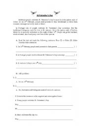 English worksheet: Valentines Test