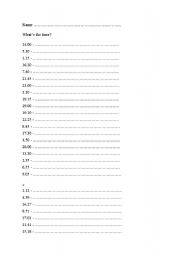 English worksheet: Whats the time?