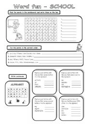 English Worksheet: Word fun - SCHOOL  (key included)