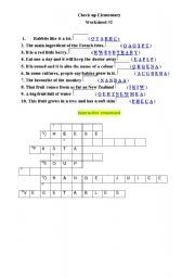 English worksheet: guess the fruit, vegetable, interactive crossword part 2