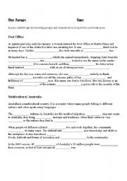 English Worksheet: Cloze Passages - Upper Primary