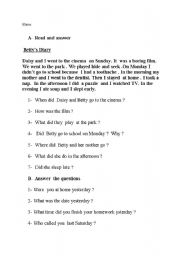 English worksheet: simple past tense