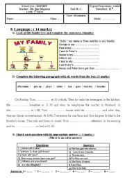 English Worksheet: 7 th form test 