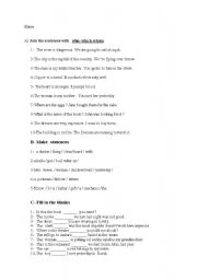 English worksheet: relatve clause